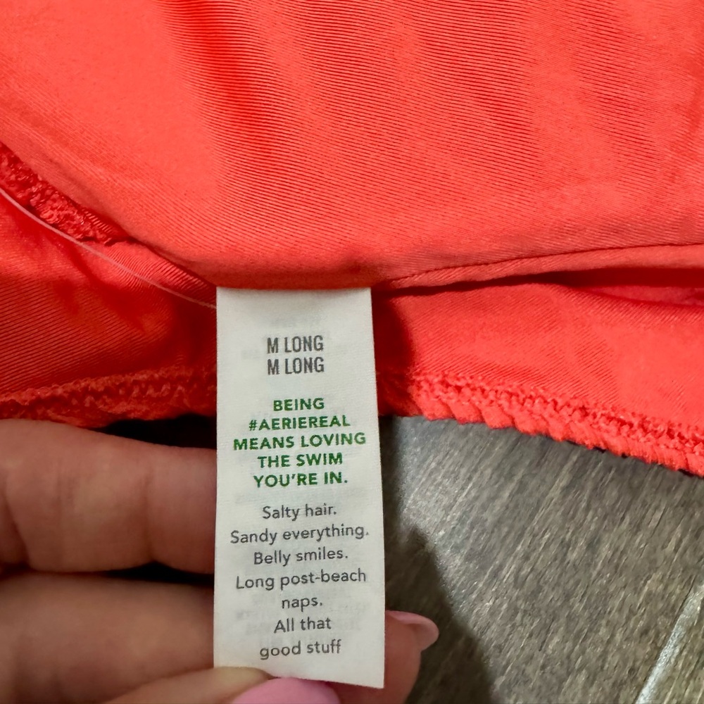 Aerie Textured One Piece Swimsuit Coral Orange Cutout Ring UPF 50 NWT M Long - Picture 11 of 14